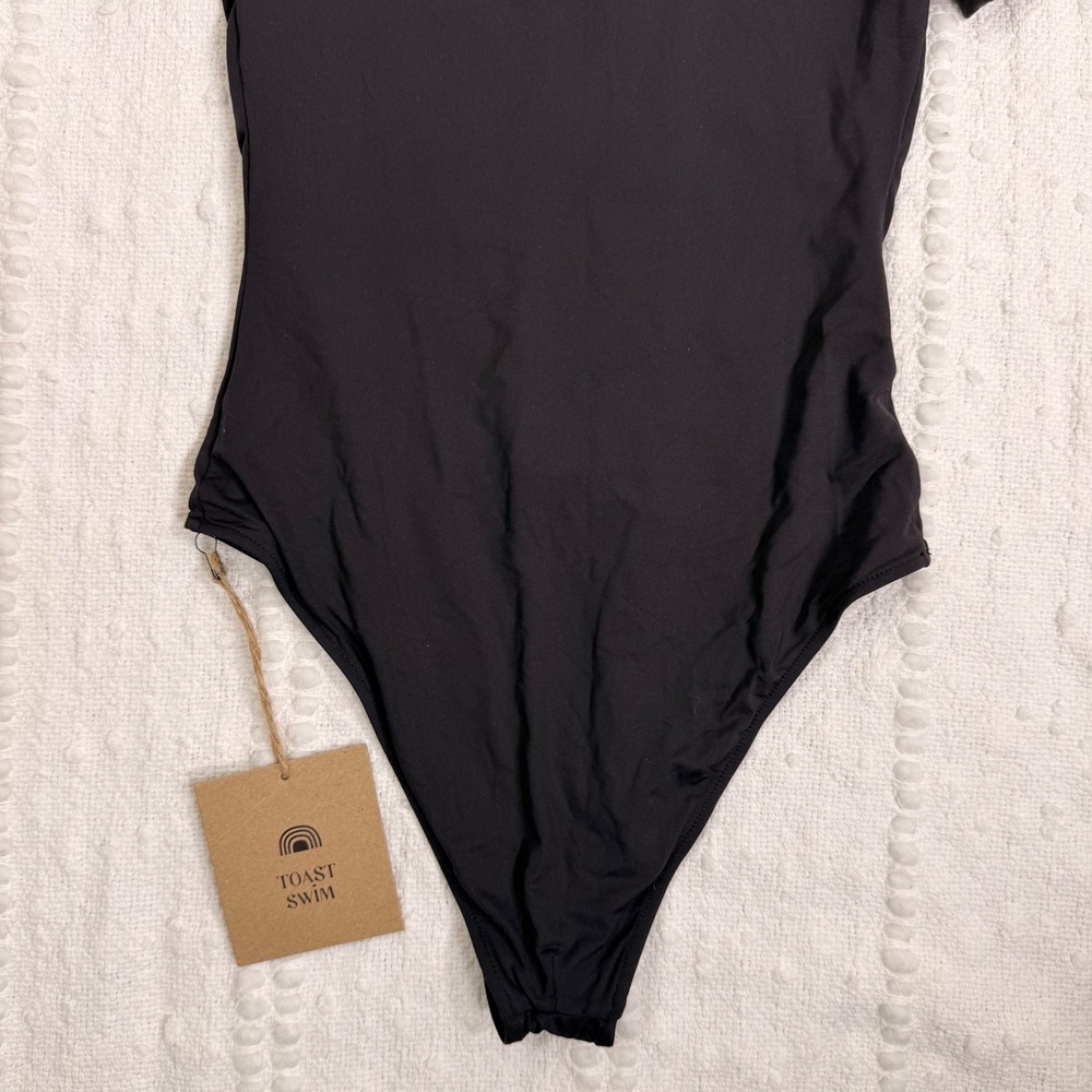 Toast Swim Surf Suit One Piece Moonless Night Black Short Sleeve Zipper Sml NWT - Picture 5 of 8
